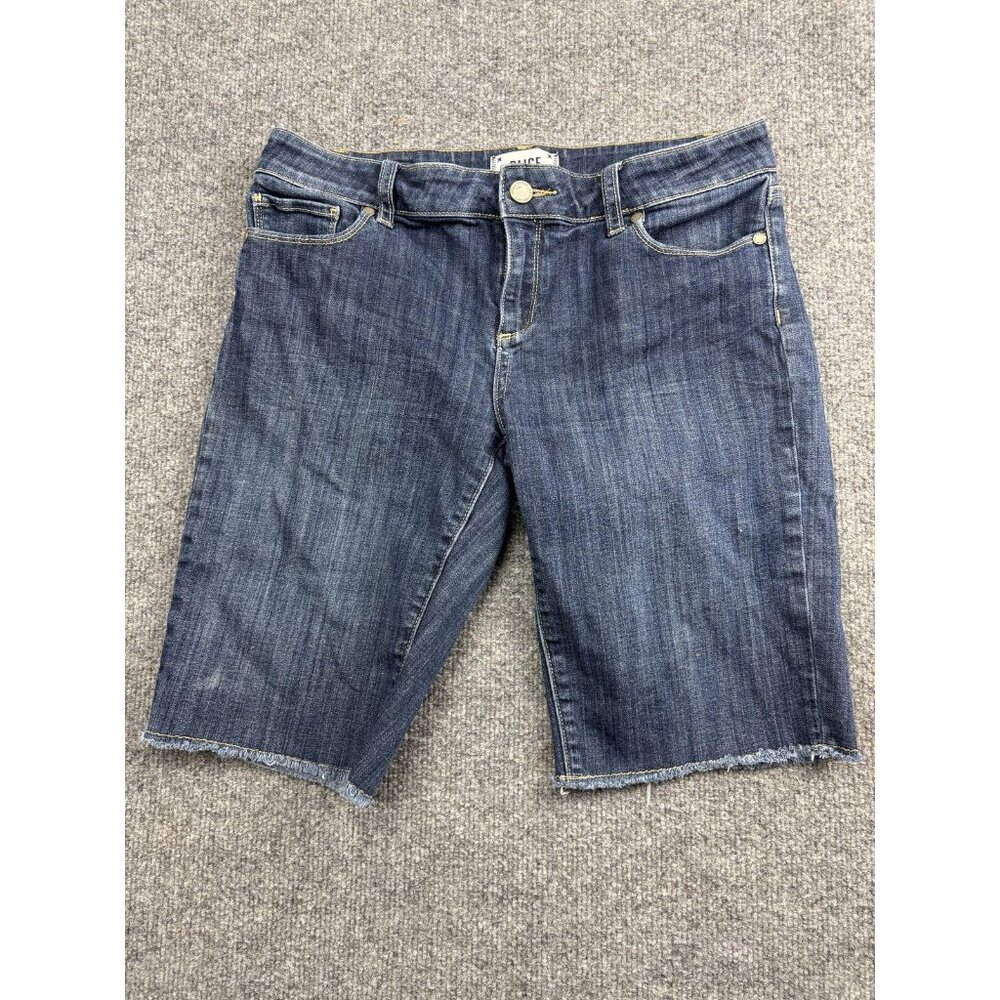 Paige Denim Shorts Womens‎ 28 Blue Jean Cutoff Raw Hem Bermuda Stretch Casual